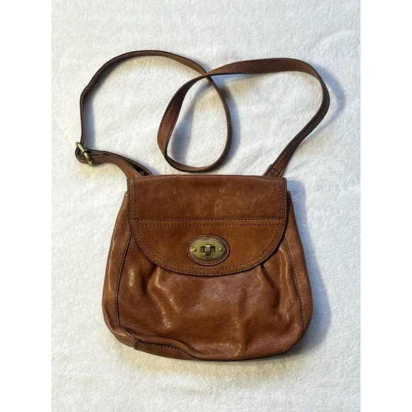 1954 FOSSIL Long Live Vintage Leather Crossbody Purse w/Key - Picture 1 of 11